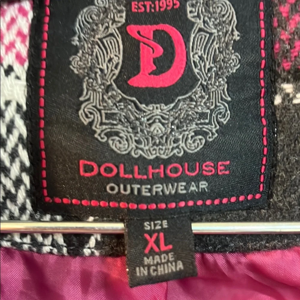 Dollhouse Black and Pink Pea Coat Timeless Elegance - Picture 2 of 12